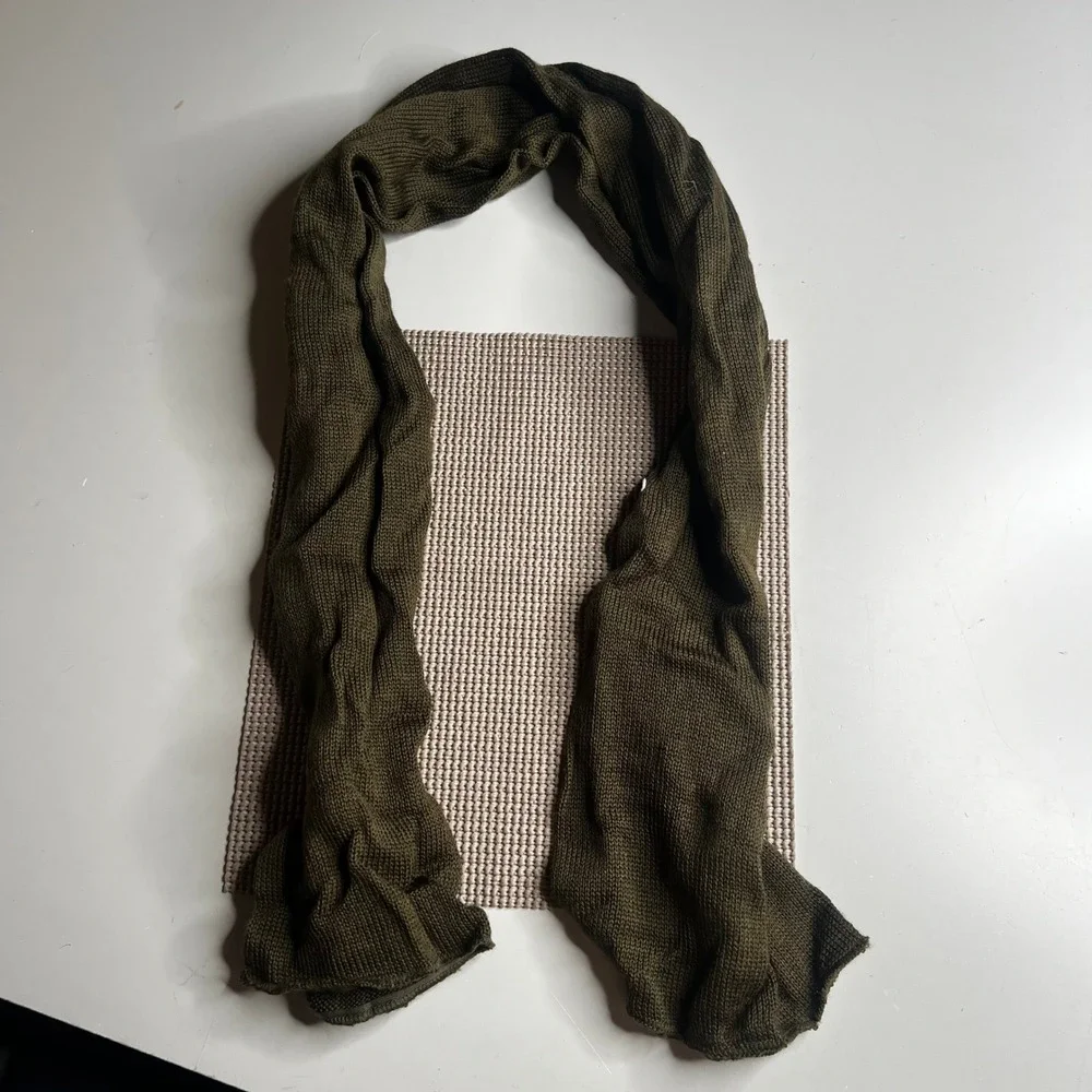 Vintage 1989 US Military Scarf Olive Drab Green Wool Knit Abilities Unlimited
